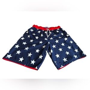 Ocean Pacific Dream Wave USA Star Swim Trunks Mens L Patriotic Board Shorts